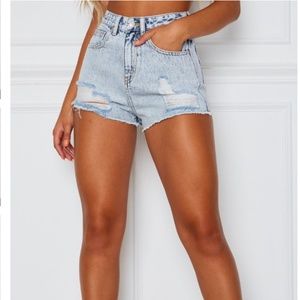 Washed Blue Denim Shorts